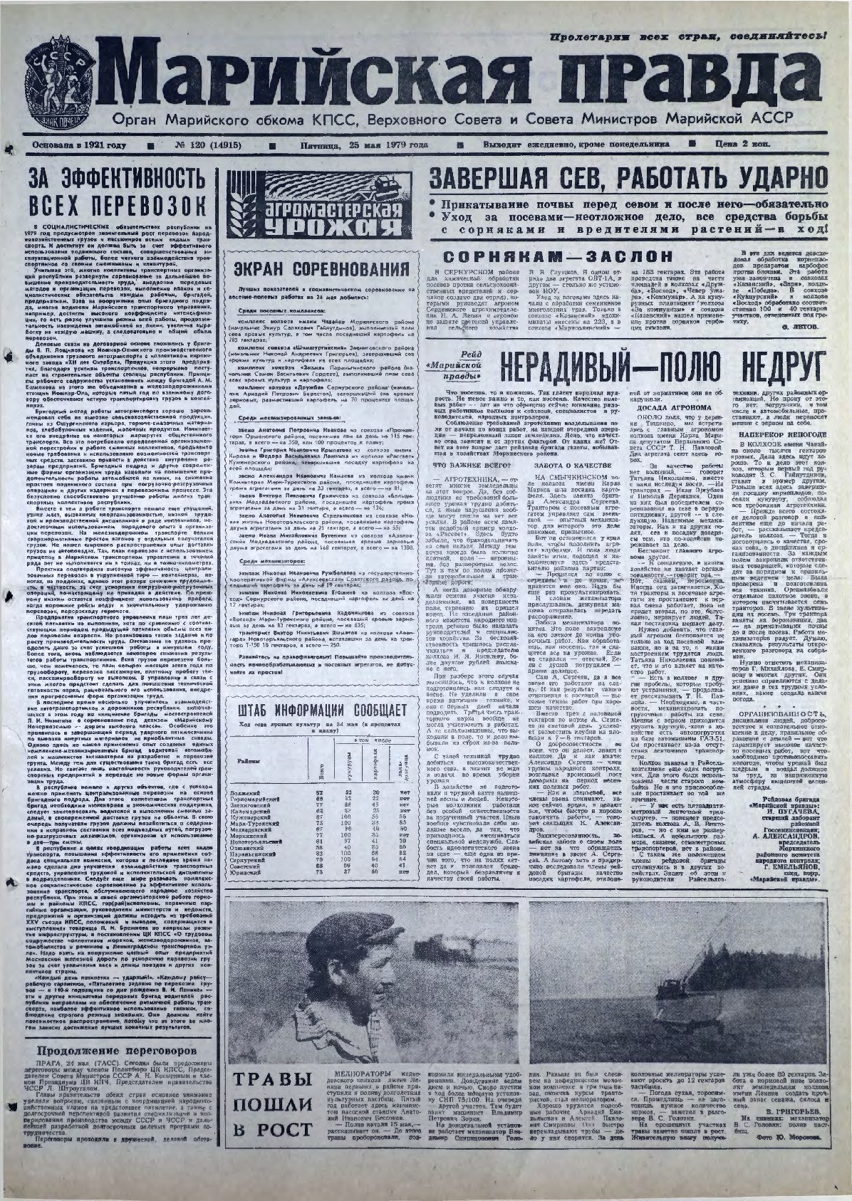 Газета «Марийская правда» от 25.05.1979