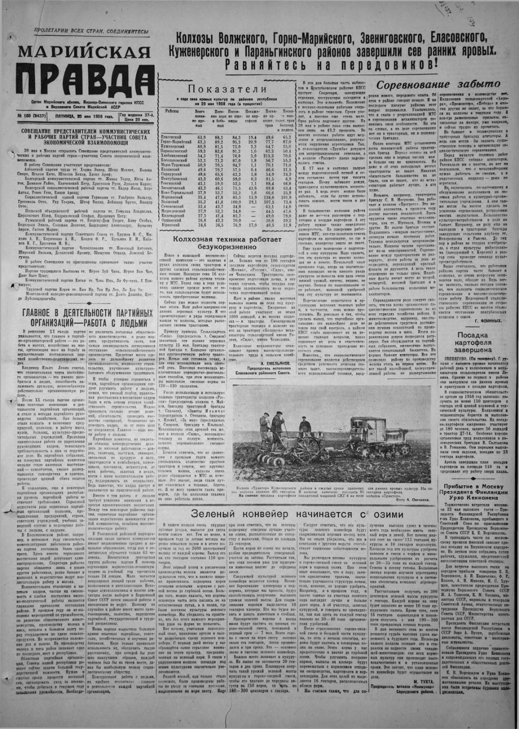 Газета «Марийская правда» от 23.05.1958