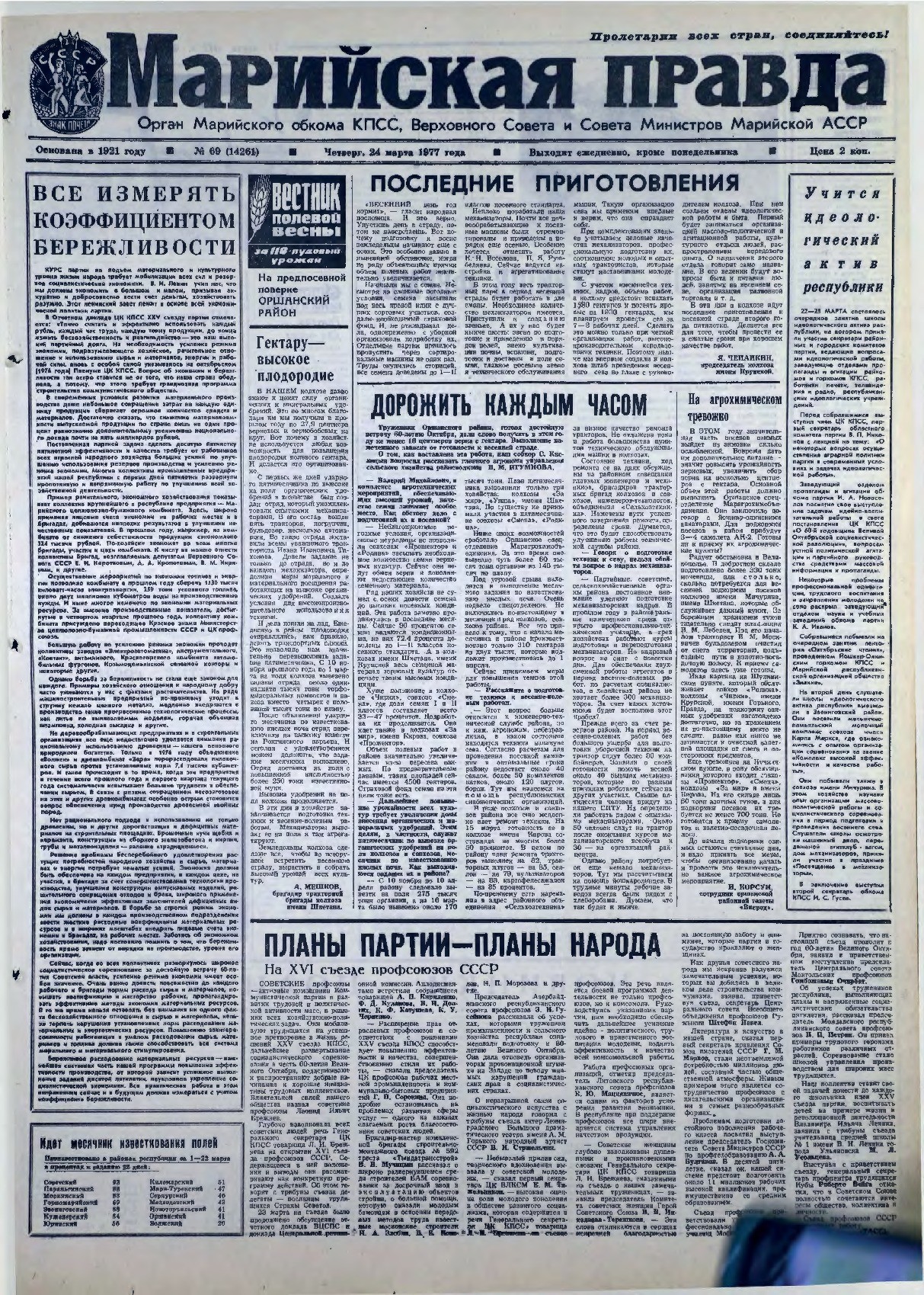 Газета «Марийская правда» от 24.03.1977
