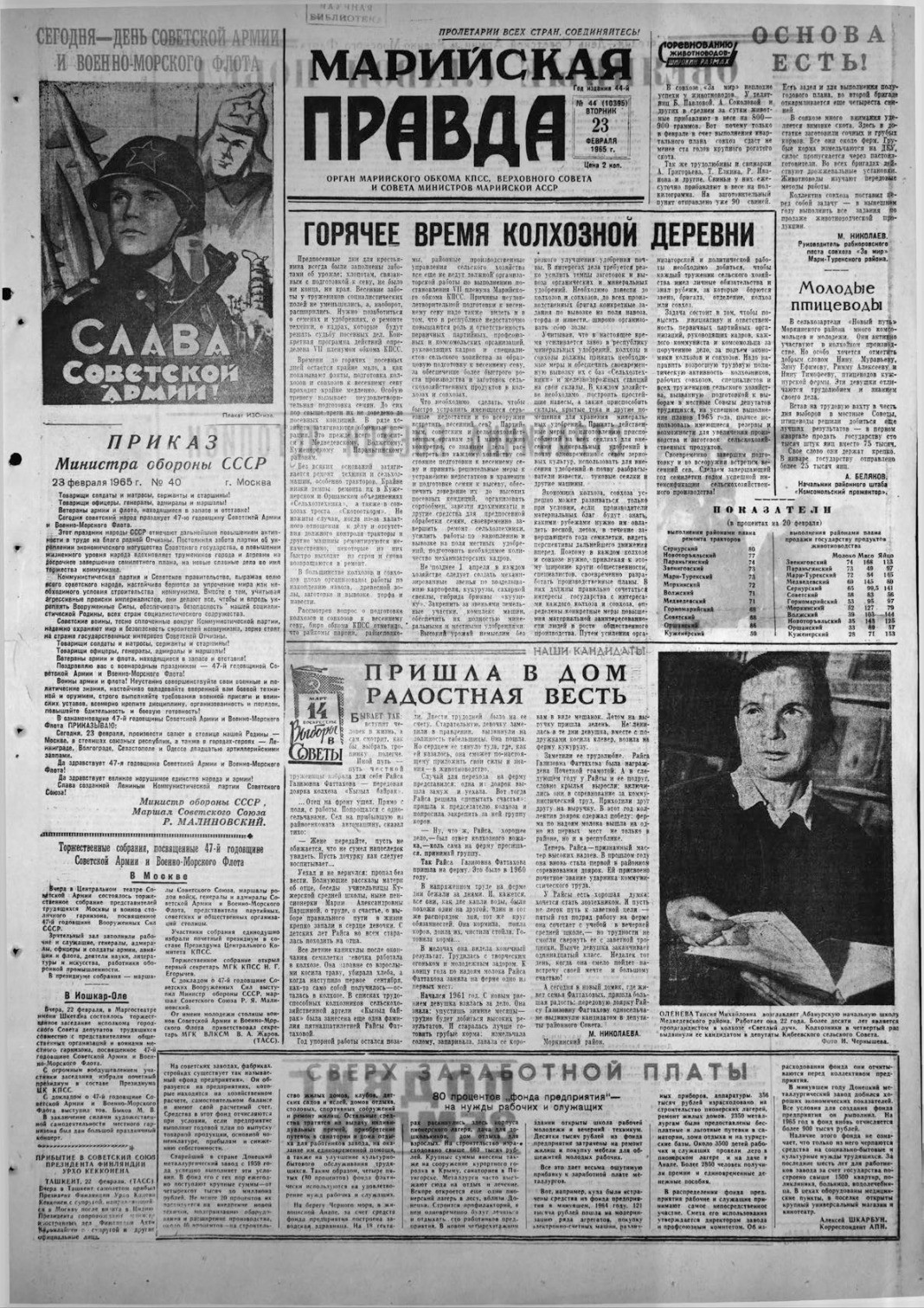 Газета «Марийская правда» от 23.02.1965