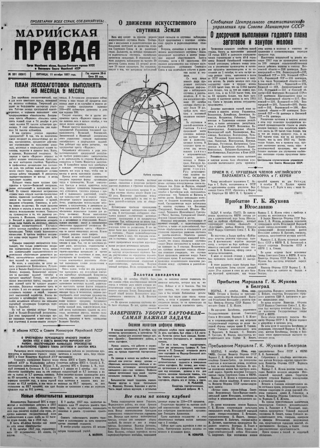 Газета «Марийская правда» от 11.10.1957