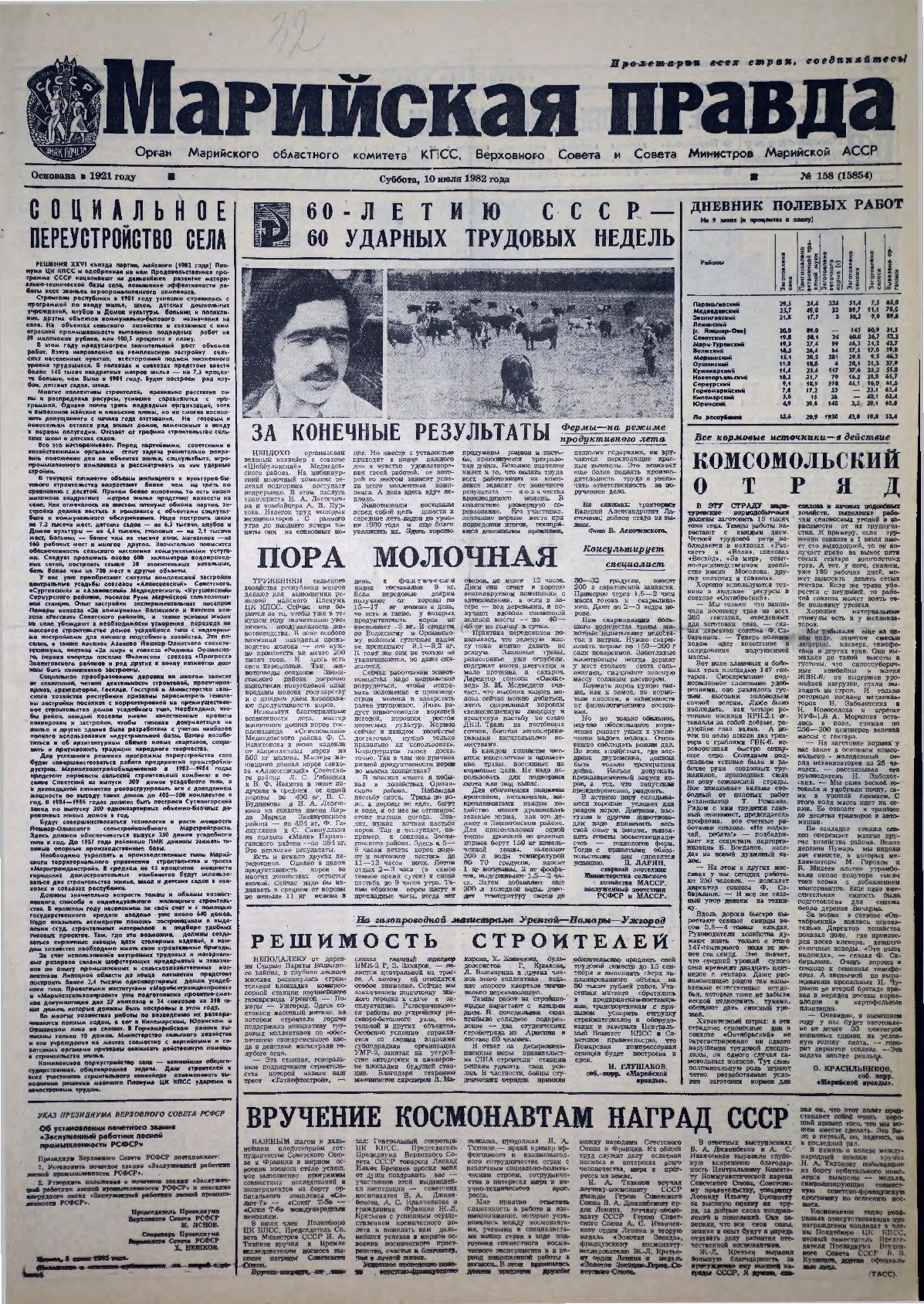 Газета «Марийская правда» от 10.07.1982