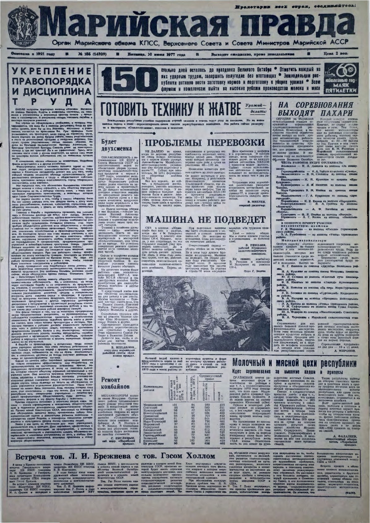 Газета «Марийская правда» от 10.06.1977