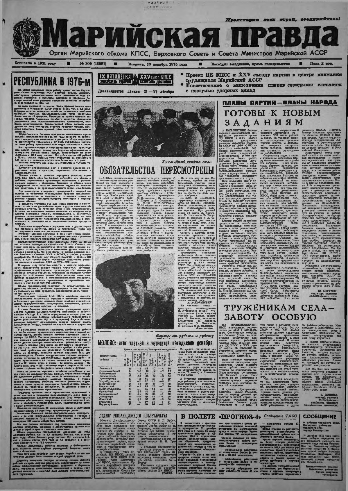 Газета «Марийская правда» от 23.12.1975