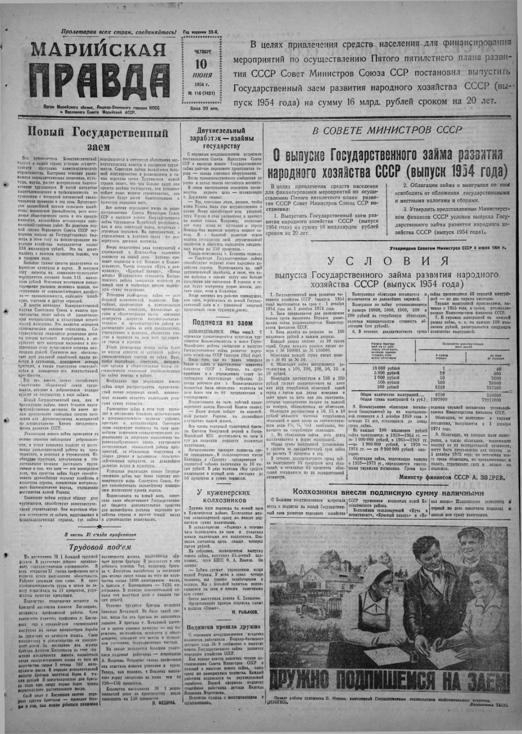 Газета «Марийская правда» от 10.06.1954