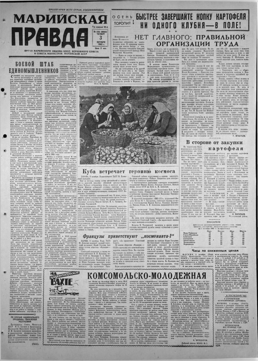 Газета «Марийская правда» от 03.10.1963
