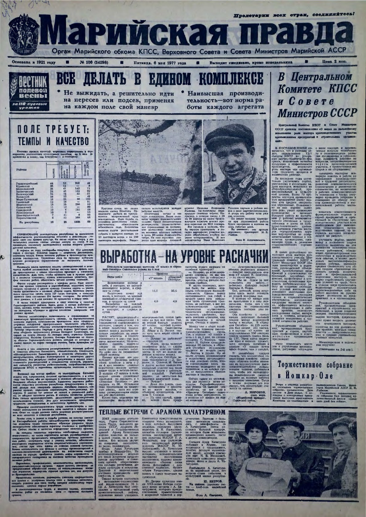 Газета «Марийская правда» от 06.05.1977