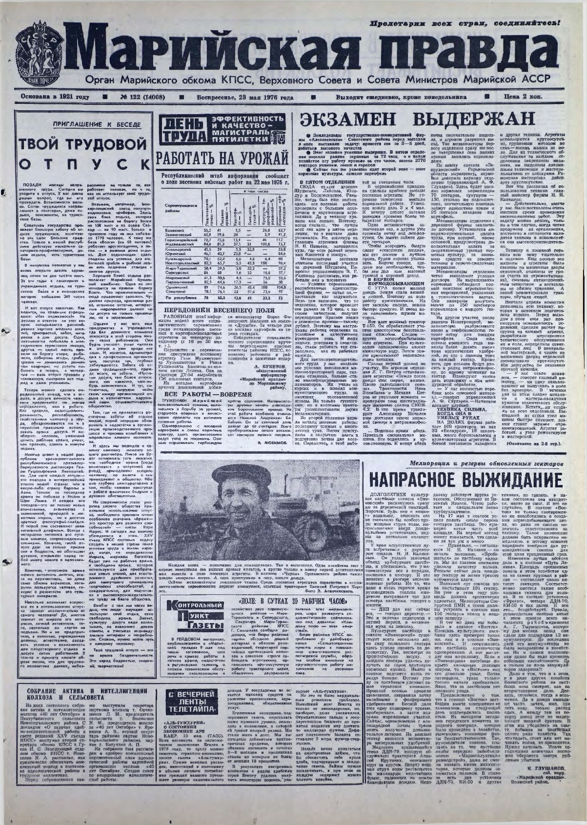 Газета «Марийская правда» от 23.05.1976