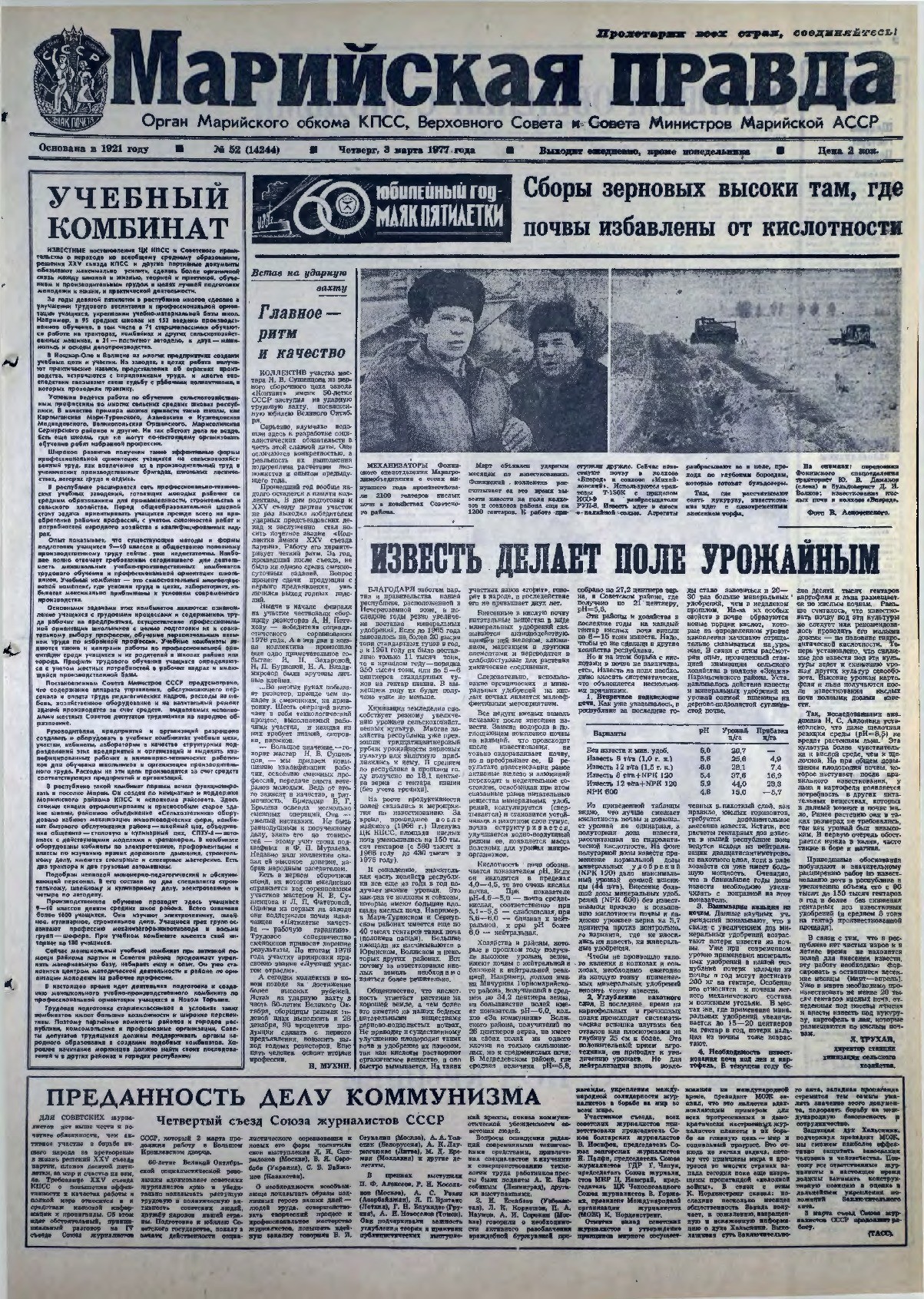 Газета «Марийская правда» от 03.03.1977