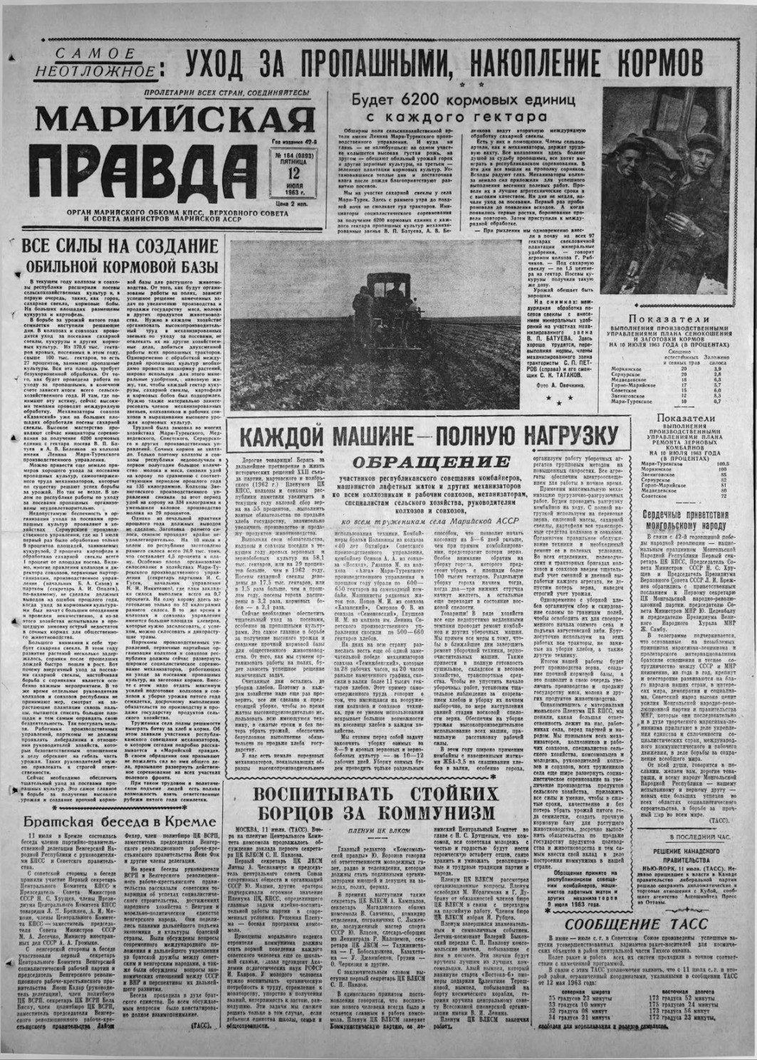 Газета «Марийская правда» от 12.07.1963