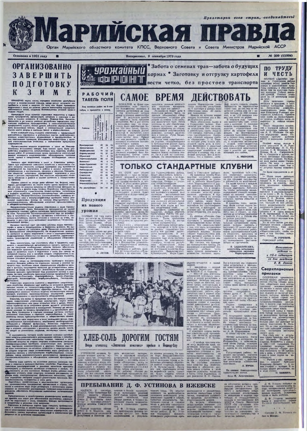 Газета «Марийская правда» от 09.09.1979