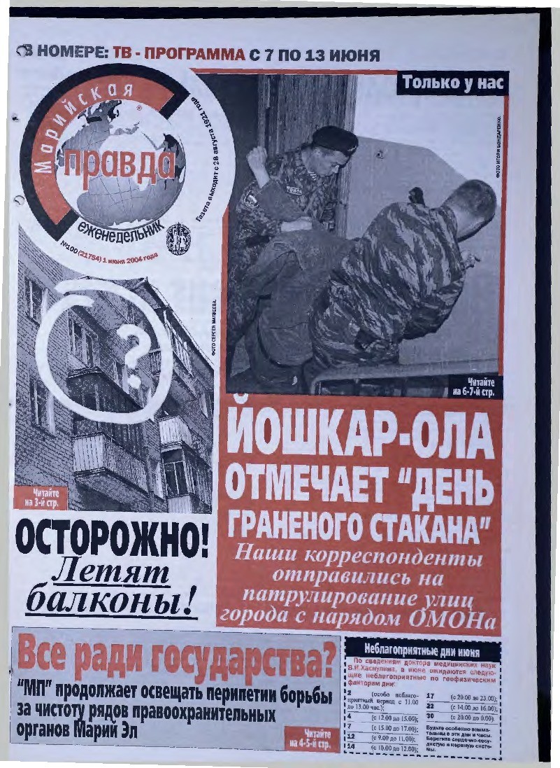 Газета «Марийская правда» от 01.06.2004