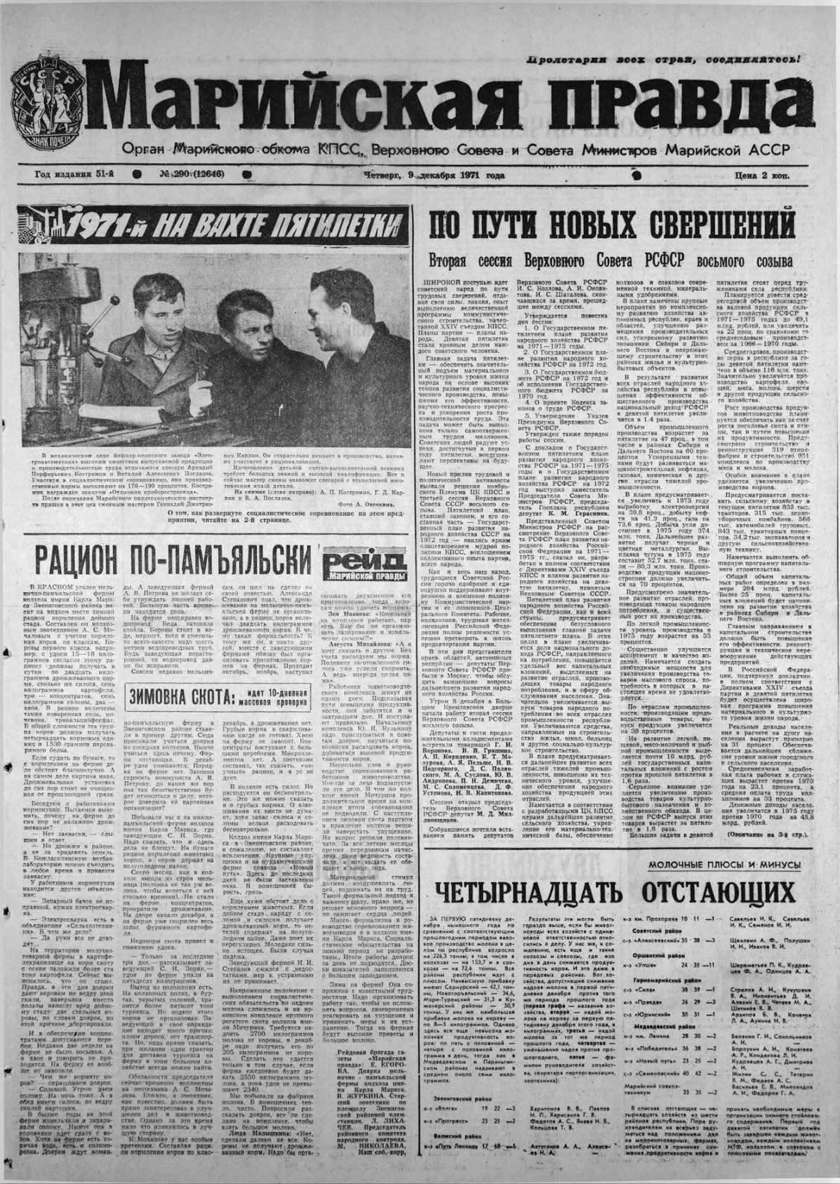Газета «Марийская правда» от 09.12.1971