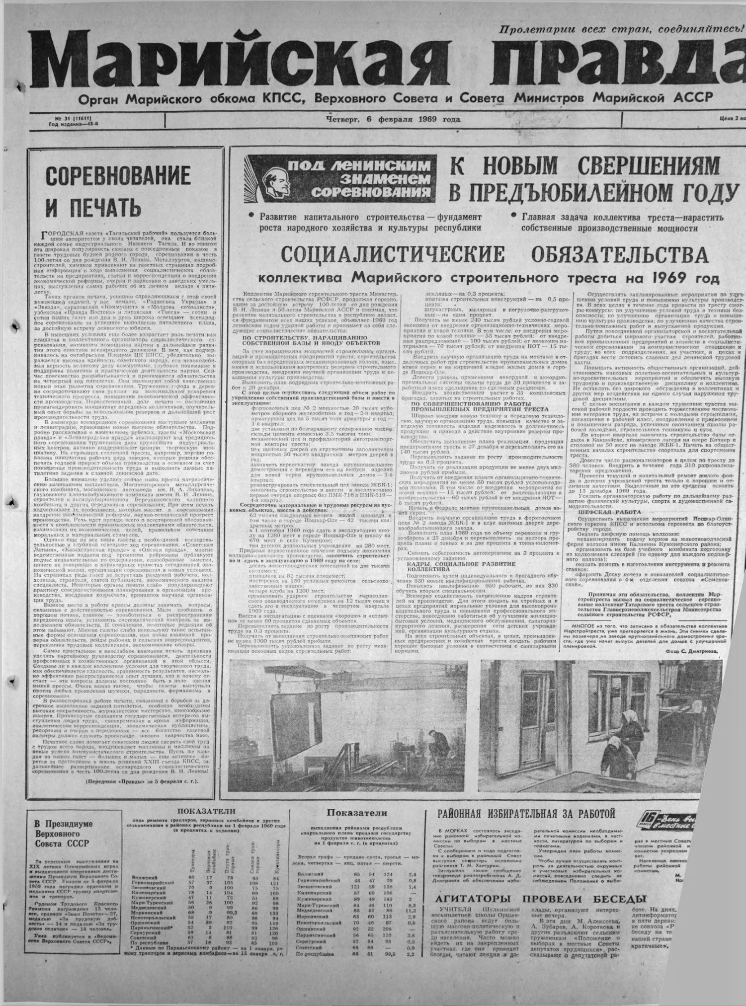 Газета «Марийская правда» от 06.02.1969