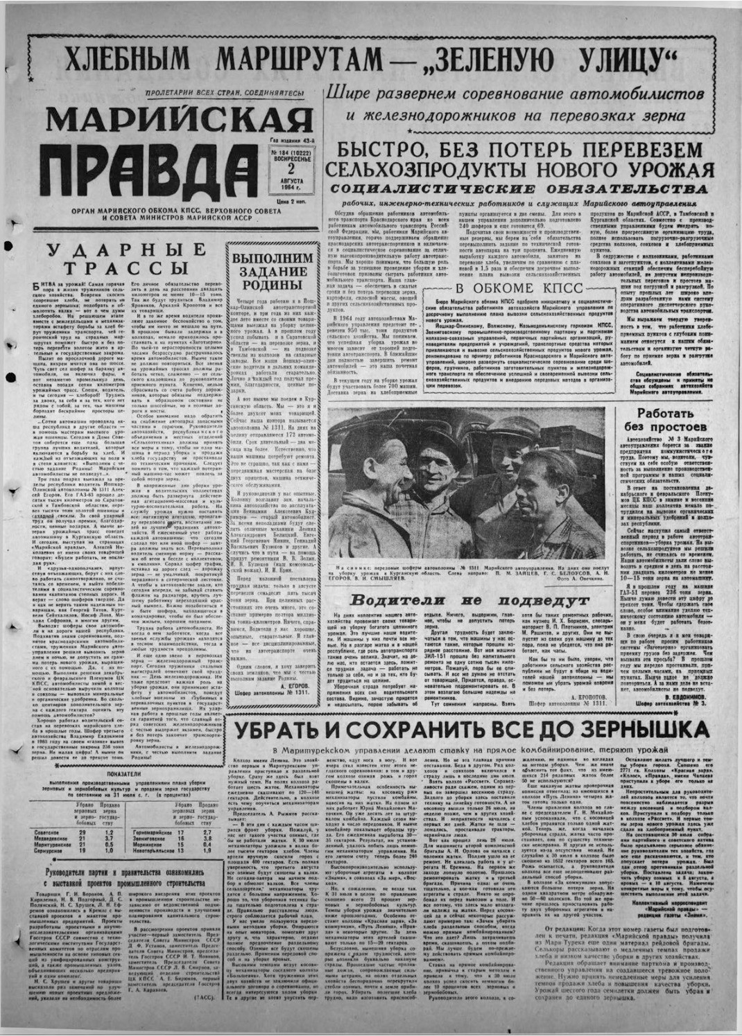 Газета «Марийская правда» от 02.08.1964