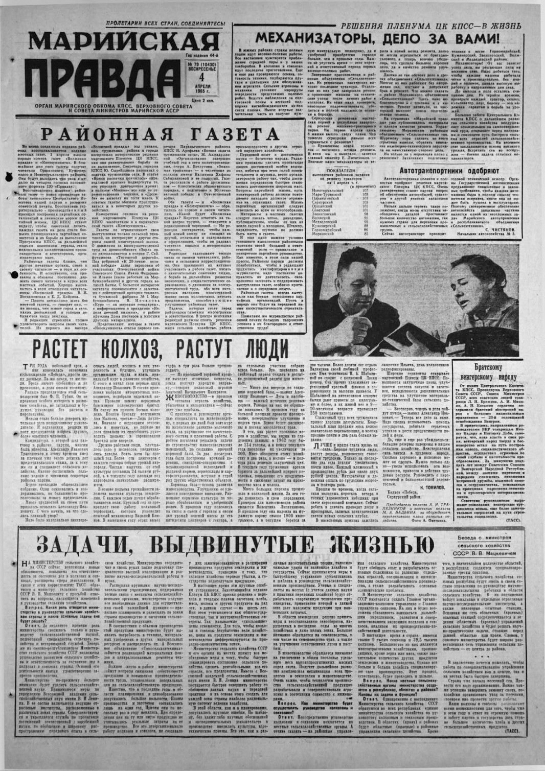 Газета «Марийская правда» от 04.04.1965