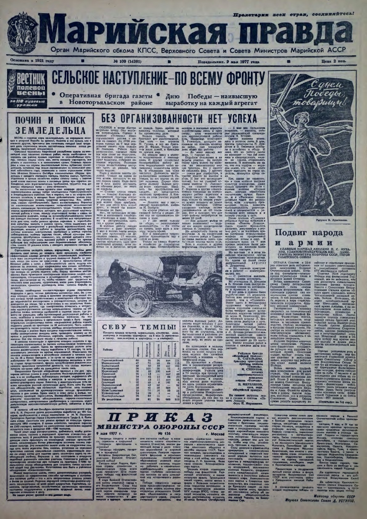 Газета «Марийская правда» от 09.05.1977