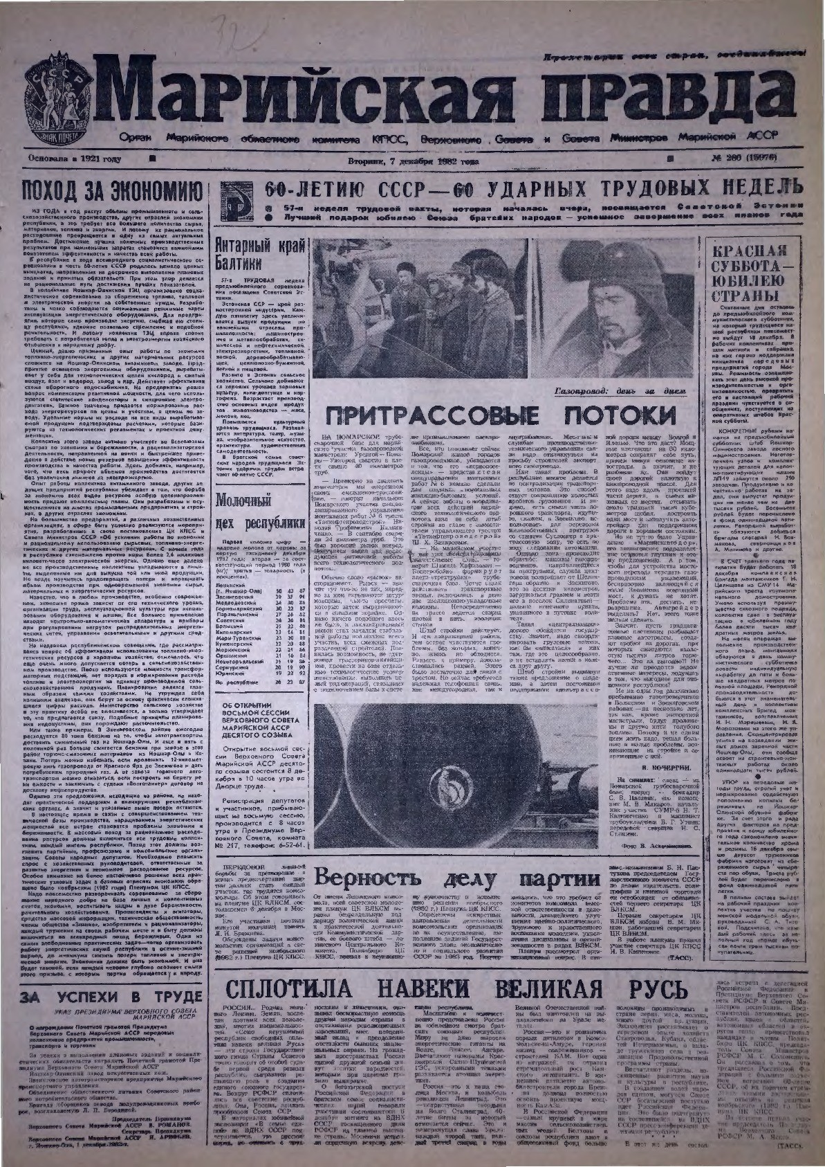Газета «Марийская правда» от 07.12.1982