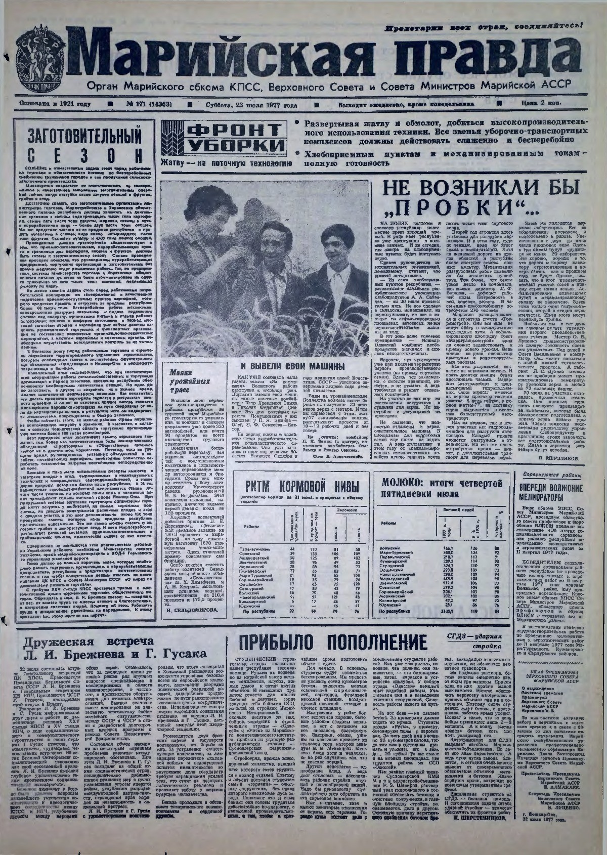 Газета «Марийская правда» от 23.07.1977