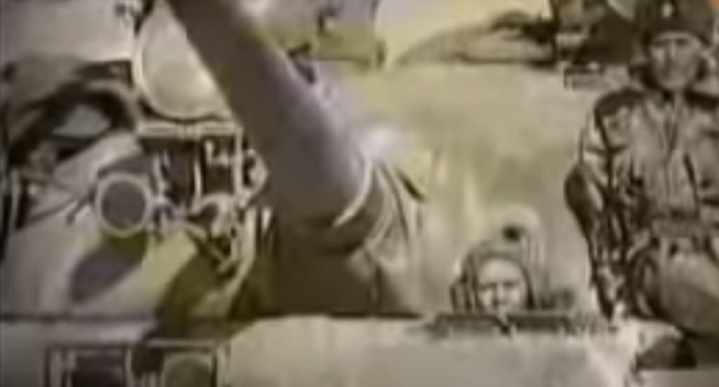 Спецназ на броне танка во время операции в Комсомольском. (Скриншот кадра док. фильма "Гнездо Черного ангела")."