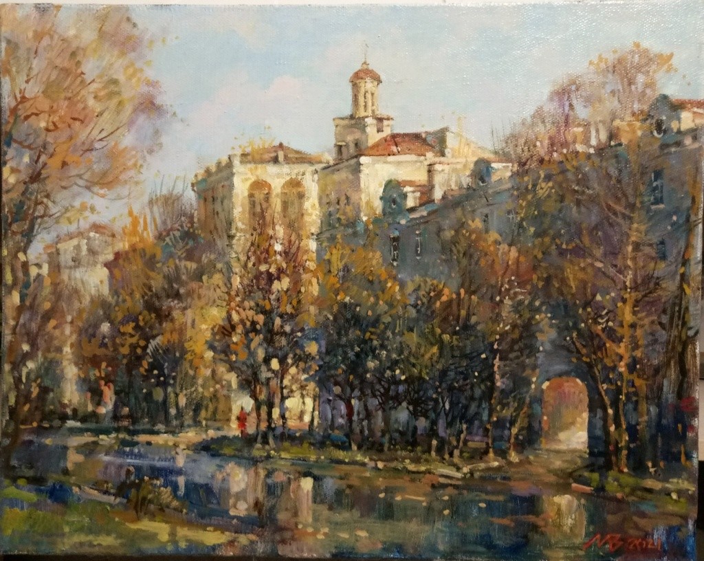 Йошкар-Ола вдохновляет художника в любое время года. Улица Пушкина. Осень. Фото предоставлено Владимиром Мамаевым..jpg