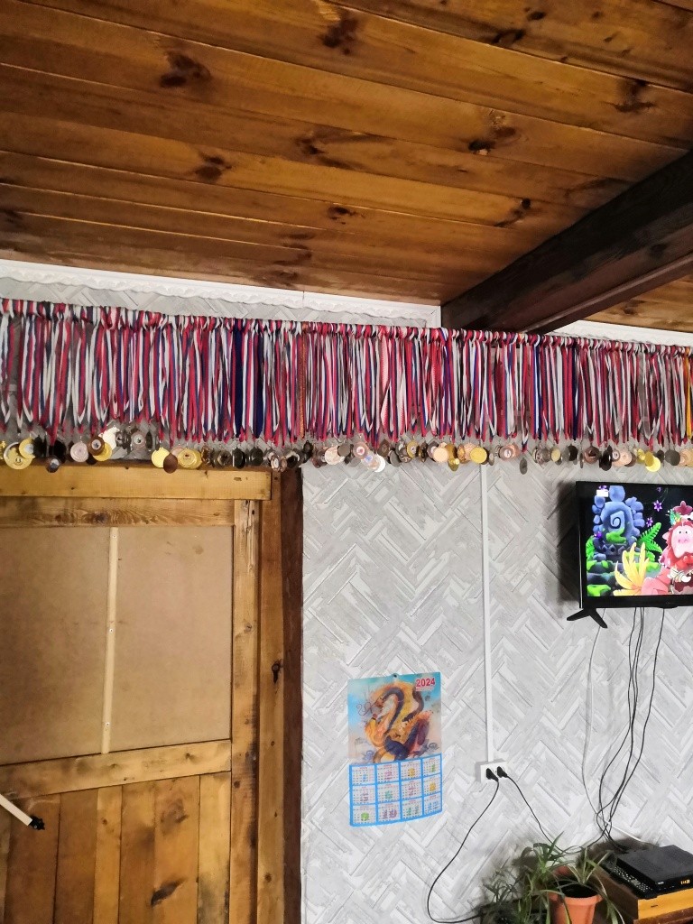 Стена в доме увешана медалями. Пама с мамой, как и старшие дети, люди спортивные. Стена в доме увешана медалями. Пама с мамой, как и старшие дети, люди спортивные..jpg