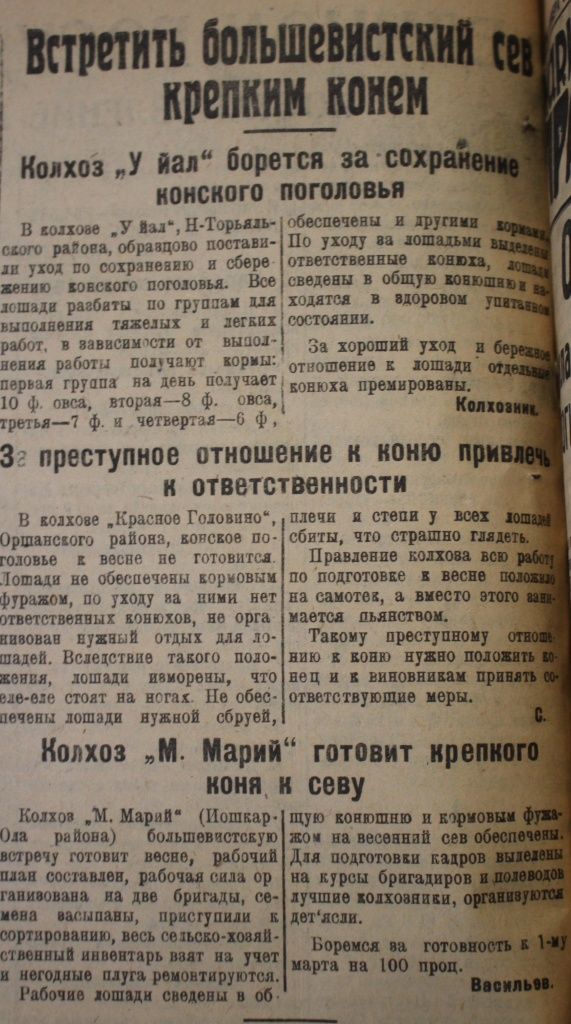 Архив Марийская правда 06 02 1933