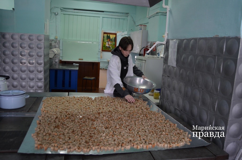 Чтобы сухари равномерно пропеклись, кусочки хлеба должны лежать ровненько в один слой..jpg